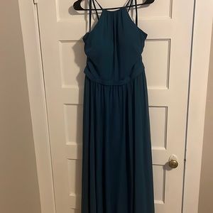 Dark Teal Halter Top Bridesmaid Dress